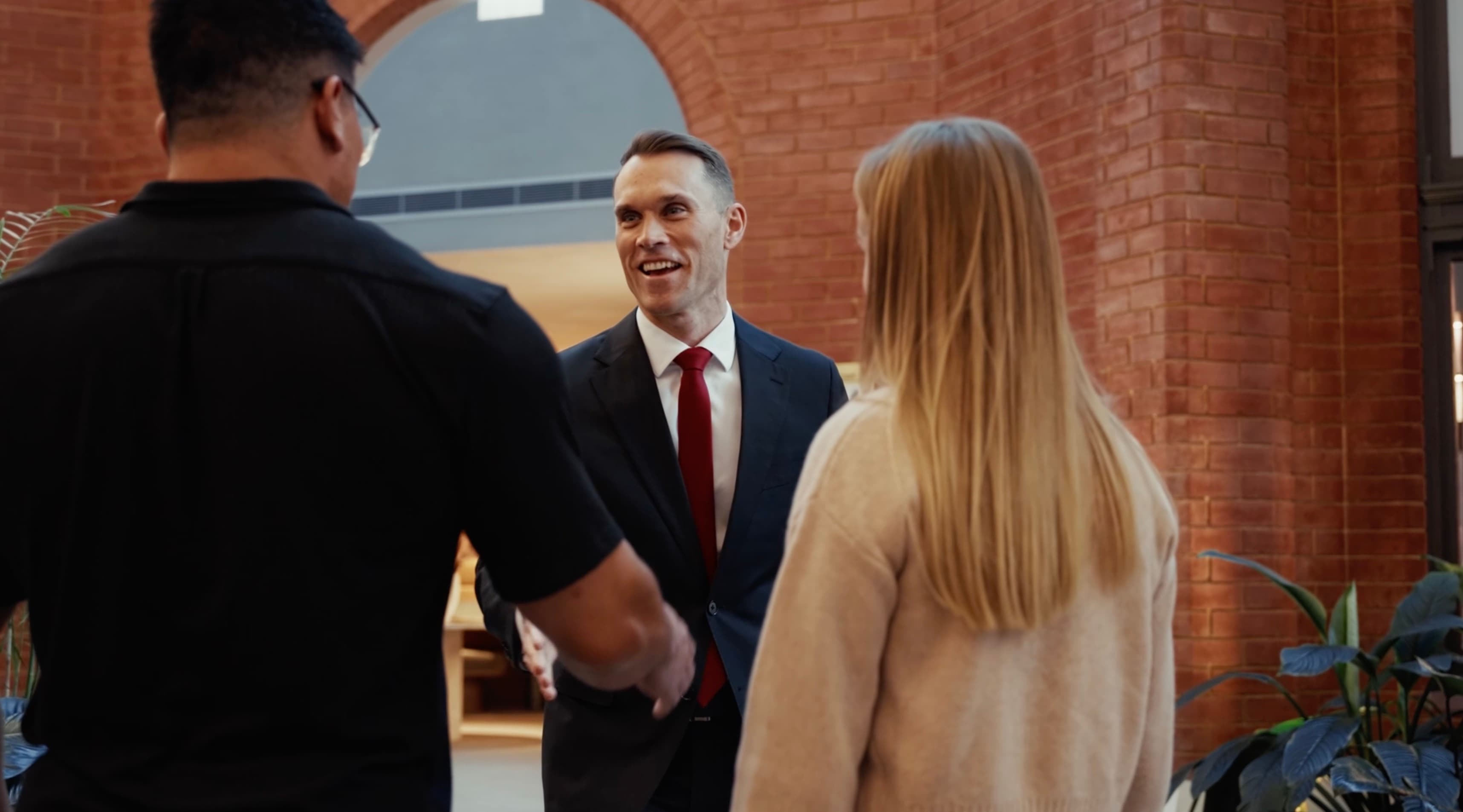 Jonathan Crabtree greeting clients in the Crabtree Legal office